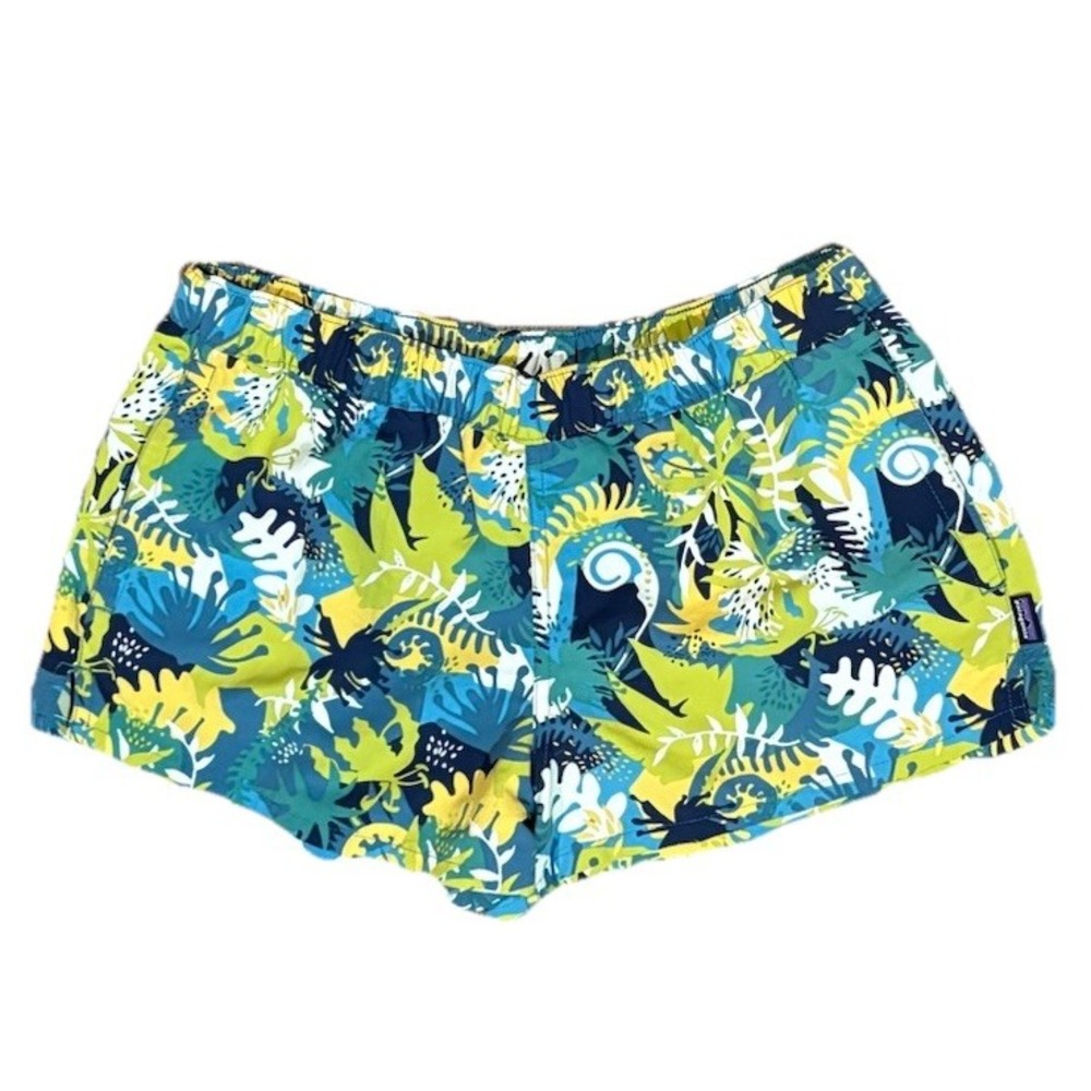 Patagonia Shorts Women Barely Baggies Size Small Green Blue Floral Pockets Sport - Picture 7 of 8